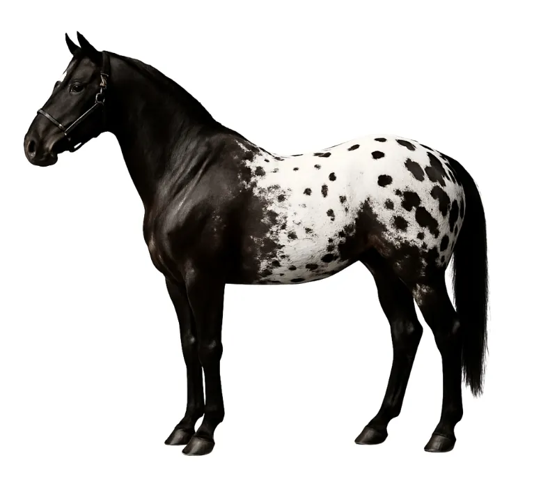 Appaloosa horse coat pattern on a horse with spots and speckling over the hindquarters