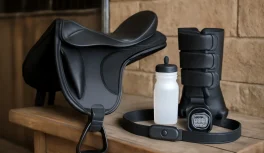 Equipamentos de enduro equestre: sela específica, botinhas protetoras e monitor cardíaco